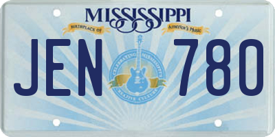 MS license plate JEN780