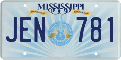 MS license plate JEN781