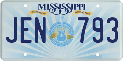 MS license plate JEN793