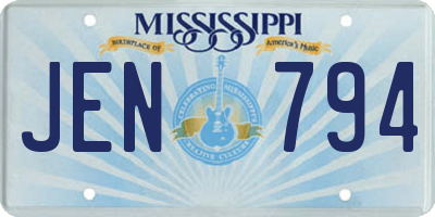 MS license plate JEN794