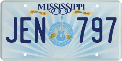 MS license plate JEN797