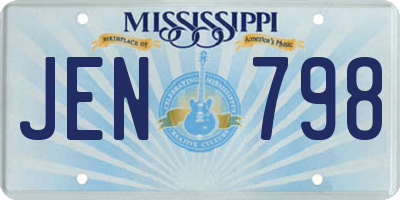 MS license plate JEN798
