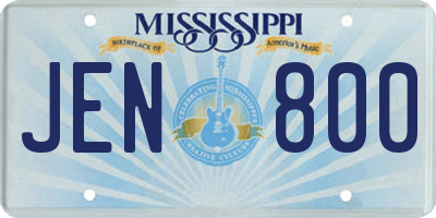 MS license plate JEN800
