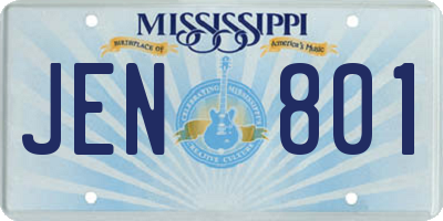 MS license plate JEN801