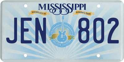 MS license plate JEN802
