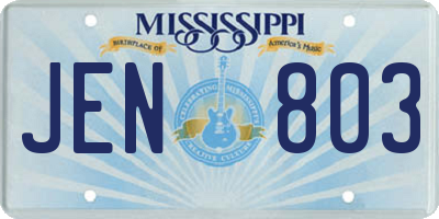MS license plate JEN803