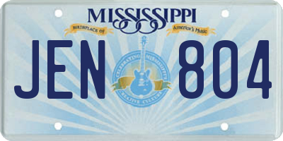 MS license plate JEN804