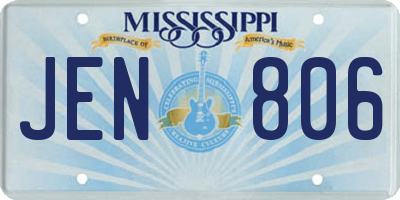 MS license plate JEN806