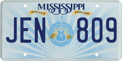 MS license plate JEN809