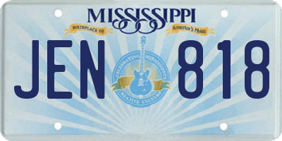 MS license plate JEN818