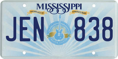 MS license plate JEN838