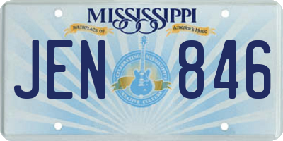 MS license plate JEN846