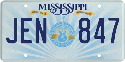 MS license plate JEN847