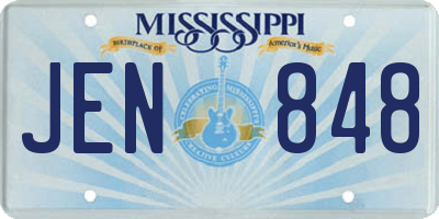 MS license plate JEN848