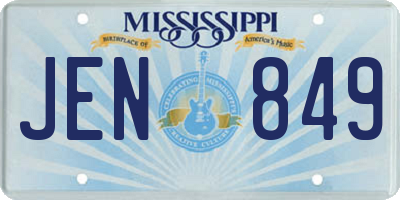 MS license plate JEN849