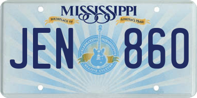 MS license plate JEN860