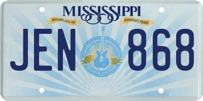 MS license plate JEN868