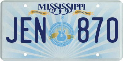 MS license plate JEN870
