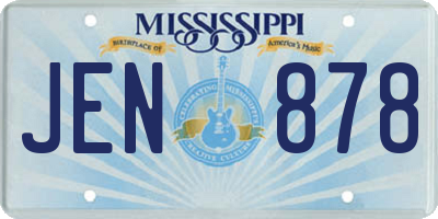 MS license plate JEN878