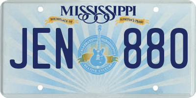 MS license plate JEN880