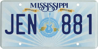 MS license plate JEN881