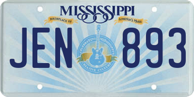 MS license plate JEN893