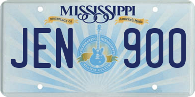 MS license plate JEN900
