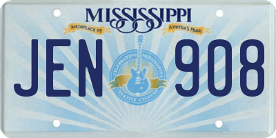 MS license plate JEN908