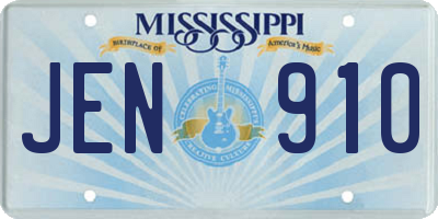 MS license plate JEN910