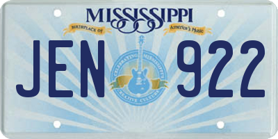 MS license plate JEN922