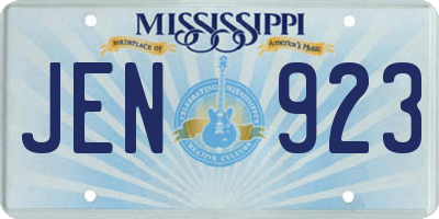 MS license plate JEN923