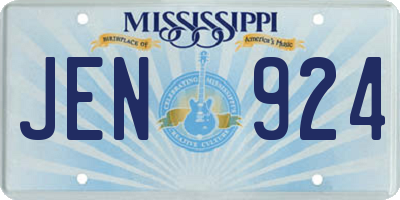 MS license plate JEN924