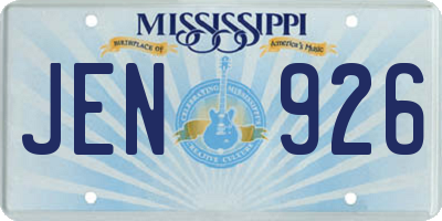 MS license plate JEN926