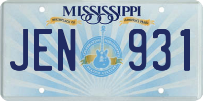 MS license plate JEN931