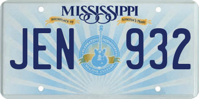 MS license plate JEN932