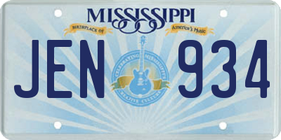 MS license plate JEN934