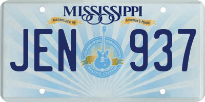 MS license plate JEN937