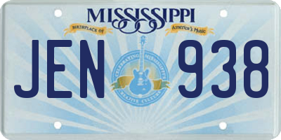 MS license plate JEN938