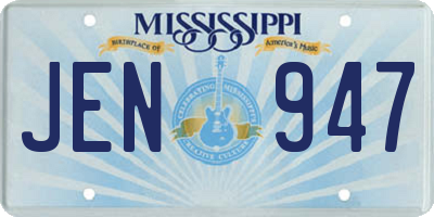 MS license plate JEN947