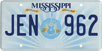 MS license plate JEN962