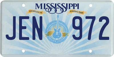 MS license plate JEN972