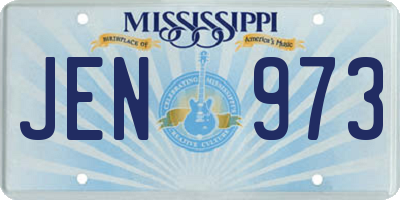 MS license plate JEN973