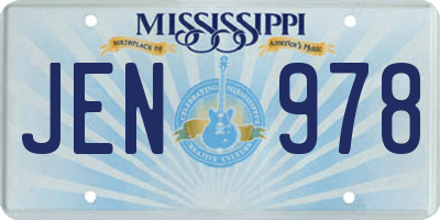 MS license plate JEN978