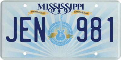 MS license plate JEN981