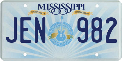 MS license plate JEN982