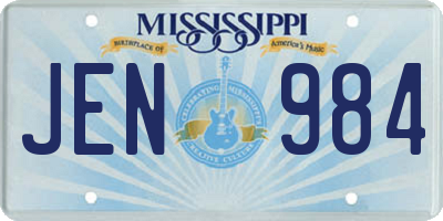 MS license plate JEN984