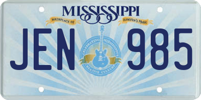 MS license plate JEN985