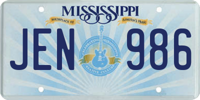 MS license plate JEN986