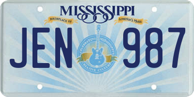 MS license plate JEN987