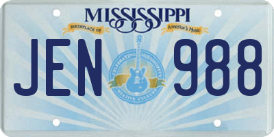 MS license plate JEN988